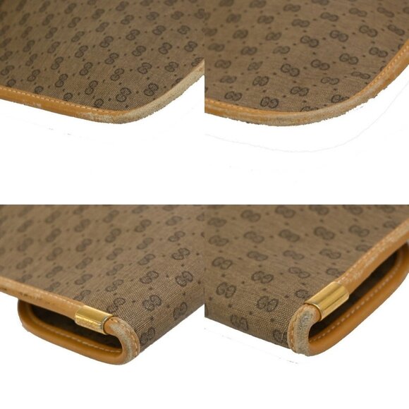 GUCCI Micro GG Pattern Clutch Hand Bag PVC Leather Brown Made In Italy - Picture 2 of 16
